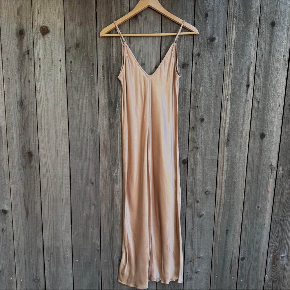 L'AGENCE Satin Lt Tan Slip Dress -6